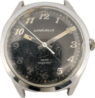 Vintage Caravelle 17 Jewel Men's Mechanical Wristwatch 11DP W Black Dial • $30