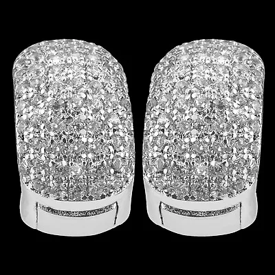 Huggie Earrings  BLING 16mm White Gold Filled Crystal Diamond Earring Men Women • £9.99