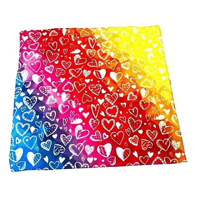 $6.98 • Buy Bandana Square Scarf Rainbow Color Hearts Print