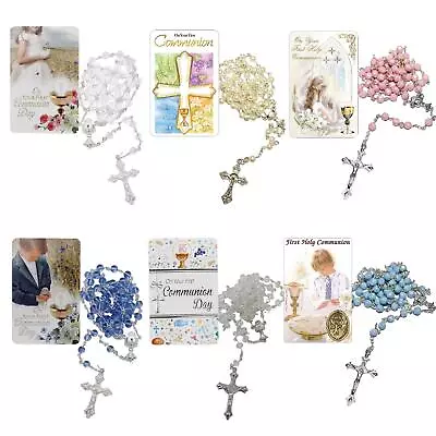£4.99 • Buy First Holy Communion Rosary Beads And Card Gift Set - Choose