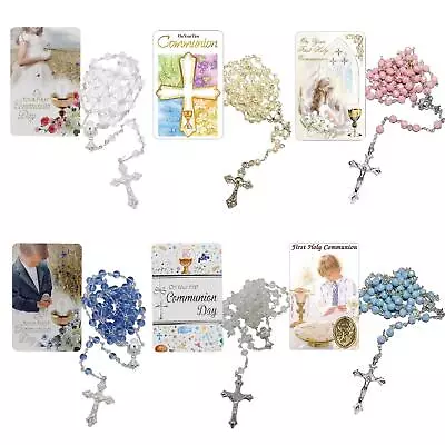 First Holy Communion Rosary Beads And Card Gift Set - Choose • £5.24