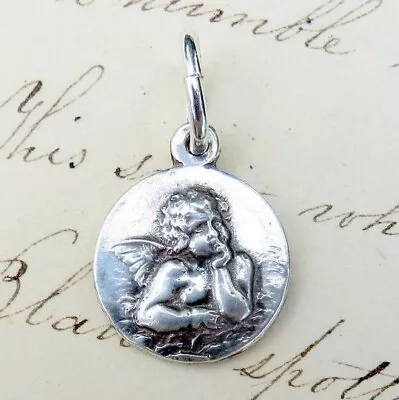 Guardian Angel Medal - Sterling Silver Antique Replica • $37