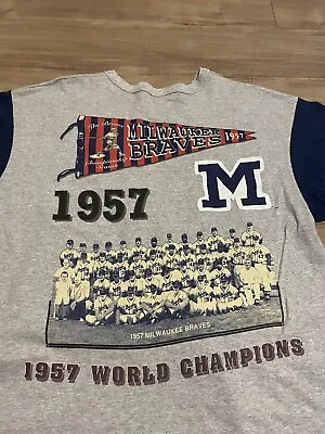 Vintage Milwaukee Atlanta Braves Shirt World Series Champions 1957 Jersey Shirt • $50