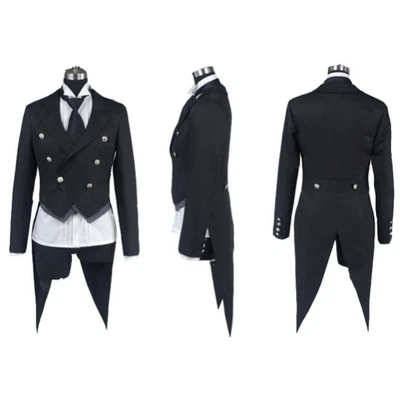$77.05 • Buy Kuroshitsuji Black Butler Sebastian Michaelis Costume Cosplay Waiter Suit Outfit