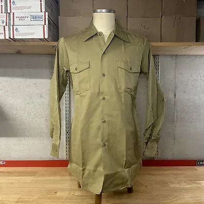 Vtg Lee Permanent Press Long Sleeve Work Shirt Men’s M Medium Beige Khaki  • $19