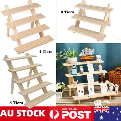 3/4/5 Tiers Wooden Earring Display Rack Jewelry Rings Shelf Watch Stand Holder • $19.45