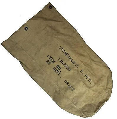 $40 • Buy Vintage Military Canvas Brown Duffle Sea Bag Stenciled Soldier Name