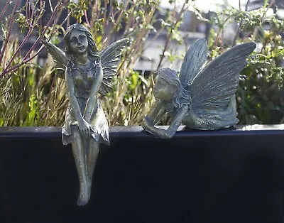 Garden Fairy Ornaments 2pc Set Outdoor Decor Wings Xmas Christmas Gift Statues • £9.99