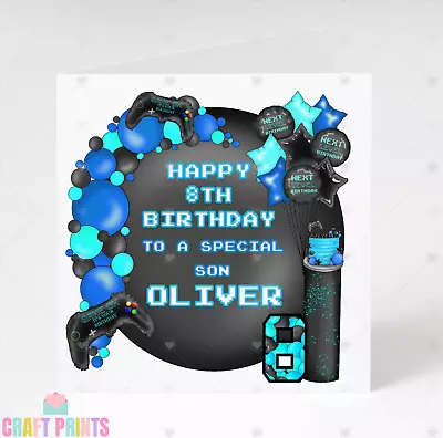 Personalised Blue Gaming Birthday Card For Boy Or Girl | Perfect For Gamers • £2.99