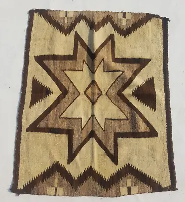 Antique Navajo Handwoven Native American Indian Rug Wool Blanket 92x74cm • £350