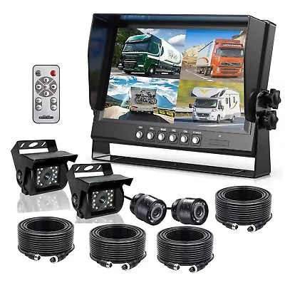 9  Quad Monitor 4x 4PIN Backup Camera 12-24V For RV Truck Trailer Bus Reversing • $249.99