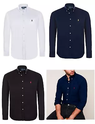 Ralph Lauren Slim Fit Cotton Shirts For Men Long Sleeve-Button Down Poplin Shirt • £49.99