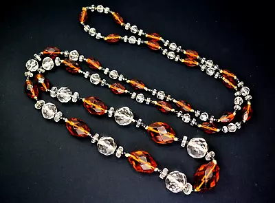 Art Deco Faceted Crystal Necklace Necklace Flapper Vintage Czech Jewelry • $79.04