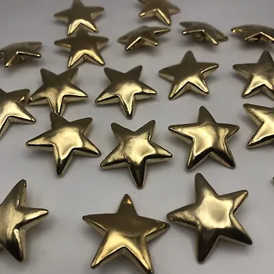 Vtg Shiny Gold Tone Star Shank Button 35mm Lot Of 10 & 100 LB236 • $2.99