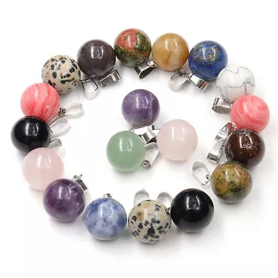 14mm Round Ball Pendant Charm Natural Stone Healing Bead For Jewelry Making • $1.79