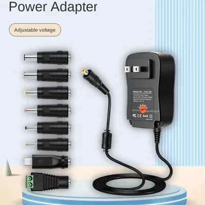 Universal Adaptor Mains Plug 3V-12V Adjustable AC/DC Adapter Power Supply 2A 30W • £8.91