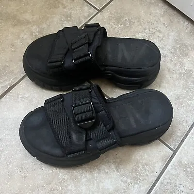 $10 • Buy Zara Black Platform Sandals With Strap Tightener Size 36