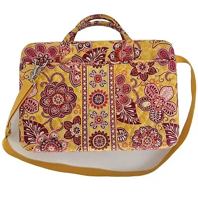 Vera Bradley Bali Laptop Carrying Case Bag Shoulder Strap Hard Shell Yellow Pink • $29.99