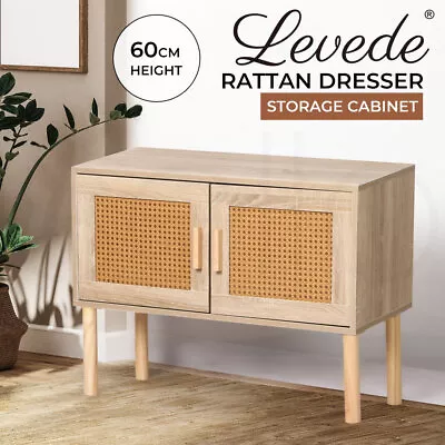 Levede Storage Cabinet Coffee Table Rattan Drawers  Wooden Cane Furniture • $69.99