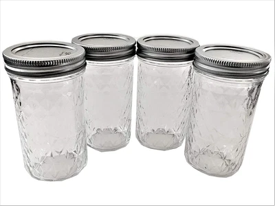 $27.99 • Buy Ball Mason Ball Jelly Jars Regular Mouth-12 Oz Each -Quilted Crystal Style 4 Set