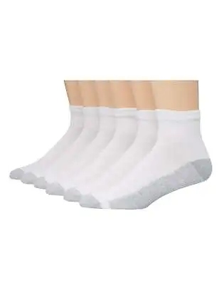 Mens Cushion Ankle Socks 6-Pack Hanes Fits Shoe Sizes 12-14 Athletic White Black • $13.58