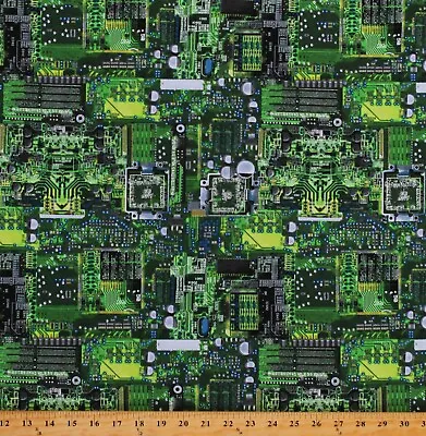 $12.95 • Buy Cotton Computer Technology Digital Cotton Fabric Print By The Yard (D766.69)