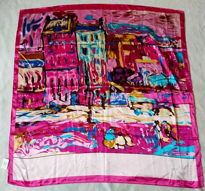 Luxury Square Silk Scarf Van Gogh's PaintingCastles And People90cmx90cm • £8.99