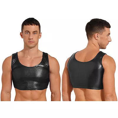 Mens Sleeveless Half Tank Vest Sexy Y-back Muscle Tee T-shirt Crop Tops Clubwear • $6.89