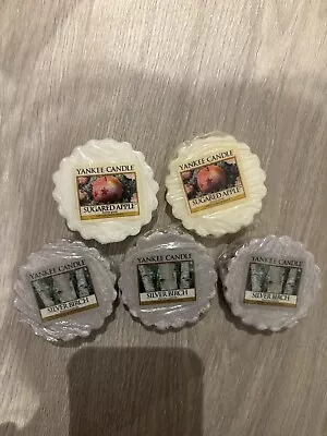 Yankee Candle Tarts Wax Set Of 5 New Sugared Apple Silver Birch Rare Retired • £8