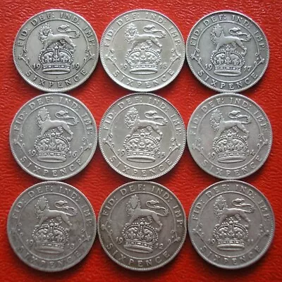 Georgev Sixpence Daterun 1919 To 1911 Sterling Silver Collectable Grades • £0.99