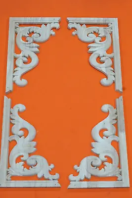 4 Wood Carved Corner Onlay Applique Frame Moulding Molding Shelf Wall Trim 4 PCS • $19.99