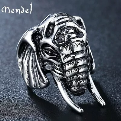 MENDEL Mens Stainless Steel Animal Elephant Ring For Men Size 7 8 9 10 11 12 13 • $12.99