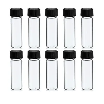 10 Mini Clear Glass Vial Bottles Caps 1 3/4 Tall 1/8 Oz Gold Panning Prospecting • $6.43