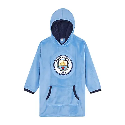 Manchester City F.C Boys Hoodie Oversized Hooded Lounge Gown Fleece One Size • £24.95