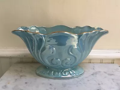 Vintage Mantle Vase Planter Blue Lusterware • £19.50