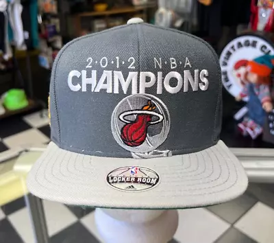 NWOT Miami Heat Adidas 2012 NBA Champions Locker Room Gray Snapback Cap Hat • $29