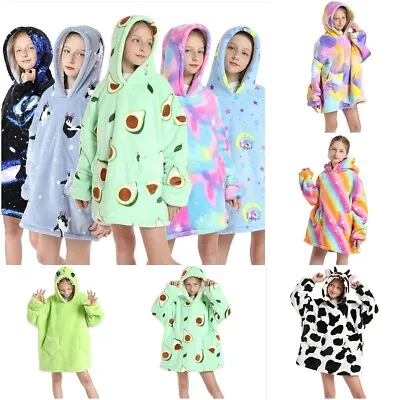 Kid's Hoodie Blanket Oversize Long Plush Lazy Sweatshirt Blanket Winter Homewear • £21.34