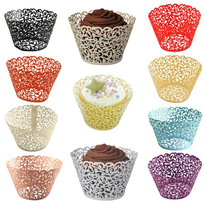 £4.19 • Buy 25-100 Filigree Cupcake Wrapper Vine Lace Wedding Birthday Cupcake Wrapper Cases