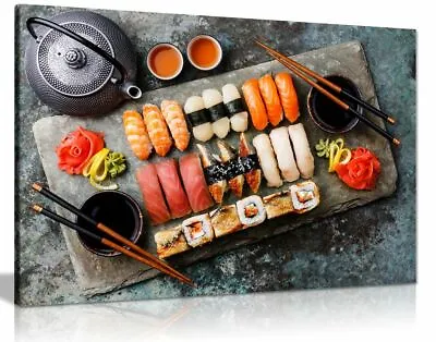 £11.99 • Buy Japanese Sushi Rolls Restaurant Food Canvas Wall Art Picture Print