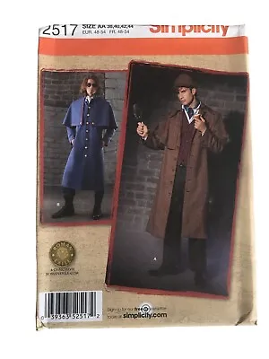 Simplicity Sewing Pattern 2517 Sherlock Coat Hat Steampunk Mens 38-44 Costume UC • $26.99