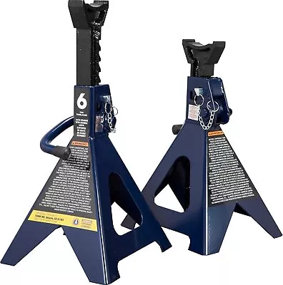 Torin 6 Ton Heavy Duty Double Locking Steel Jack Stands 2 Pack Blue • $69.51