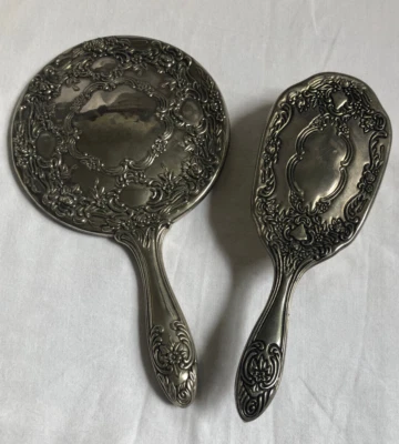£18.79 • Buy VINTAGE Vanity Dressing Table Set Hair Brush Hand Mirror Silver Plate Ornate