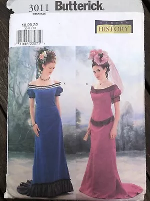 Butterick Sewing Pattern 3011 Making History Costume Dress Size 182022 • £5