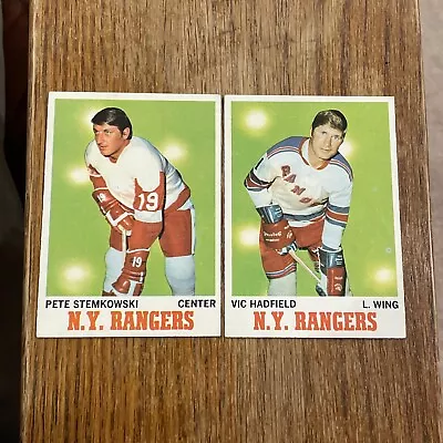 1970-71 Topps Hockey #25 Pete Stemkowski #62 Vic Hadfield New York NY Rangers EX • $4.49