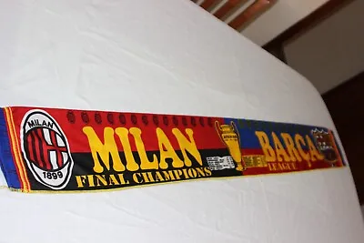 Scarf Football Polyester Champions League Final 1994 AC Milan-F.c Barcelona • $21.56