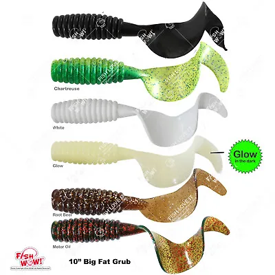 Fish WOW! Fat Perch Grub 10  (with Curly Tail Extended) Fishing Soft Lures Baits • $16.88