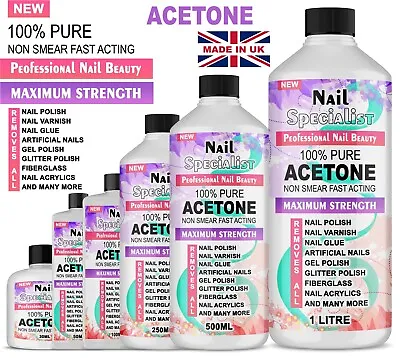 £9.99 • Buy 100% Pure Acetone Dissolve Nail Glue & Acrylic Nail Tips UV Gel Remover Soak Off