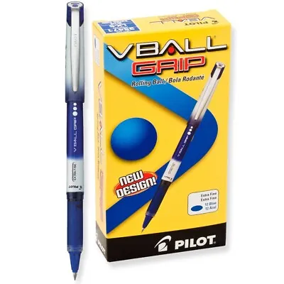 35471 Pilot Vball Grip Liquid Rollingball Pen Blue Ex Fine 0.5mm Pack Of 12 • $27.75