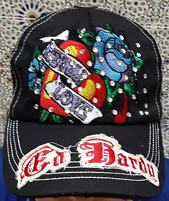 ED HARDY - 'ETERNAL LOVE' BLACK BASEBALL CAP W/RHINESTONES Size OSFA • £40