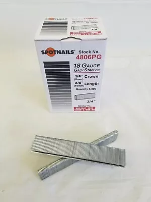 18 Gauge Narrow Crown 1/4  X 3/4  Leg (  L  Series ) Staples 5000/Bx 4806PG • $21.30